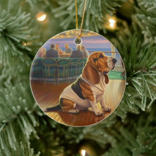 Basset Hound Weihnachtsreise: Feierabend Keramik Ornament (Baum)