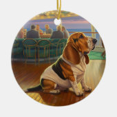 Basset Hound Weihnachtsreise: Feierabend Keramik Ornament (Vorne)