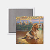 Basset Hound Weihnachtsreise: Feierabend Magnet (Vorderseite/Rückseite)