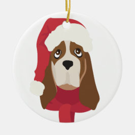 Basset Hound Weihnachtsschmuck. Snow Keramik Ornament