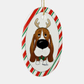 Basset Hound-Weihnachtsverzierung Keramikornament (Rechts)