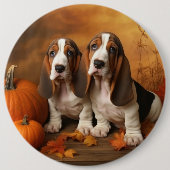 Basset Hound Welpe Herbst Delight Pumpen Button (Vorderseite)