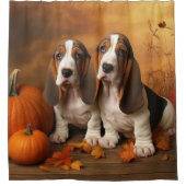 Basset Hound Welpe Herbst Delight Pumpen Duschvorhang (Vorderseite)