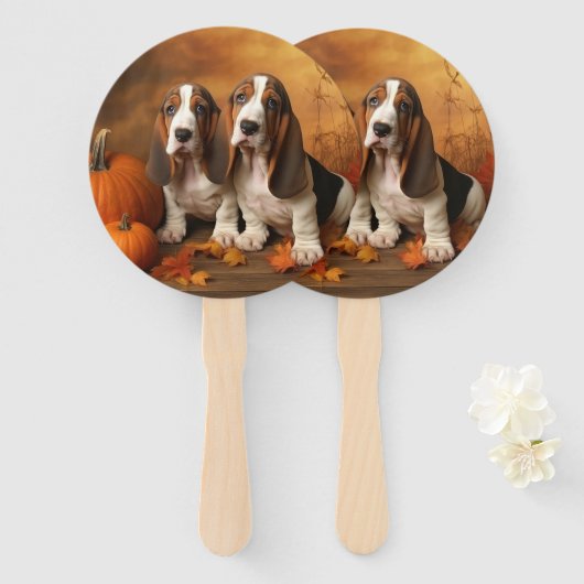 Basset Hound Welpe Herbst Delight Pumpen Fächer (Vorne und Hinten)