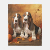 Basset Hound Welpe Herbst Delight Pumpen Fleecedecke (Vorderseite)