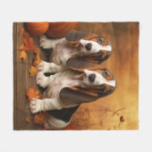 Basset Hound Welpe Herbst Delight Pumpen Fleecedecke (Vorderseite (Horizontal))