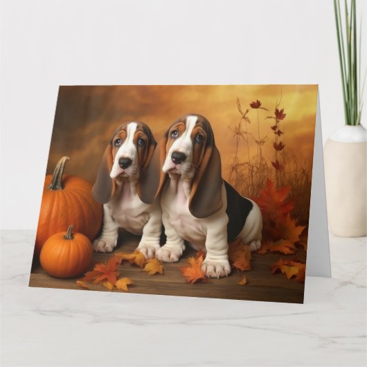Basset Hound Welpe Herbst Delight Pumpen Karte (Vorderseite)