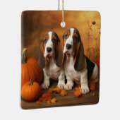 Basset Hound Welpe Herbst Delight Pumpen Keramikornament (Rechts)