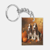 Basset Hound Welpe Herbst Delight Pumpen Schlüsselanhänger (Vorderseite links)