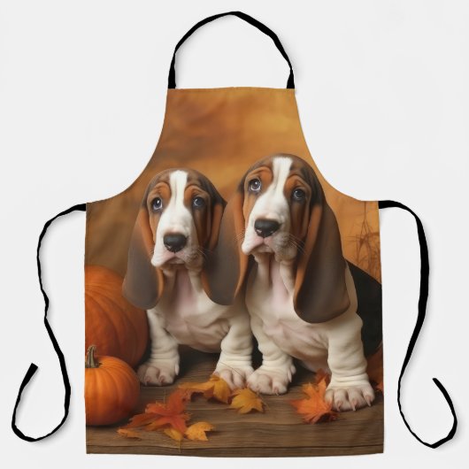Basset Hound Welpe Herbst Delight Pumpen Schürze (Vorderseite)