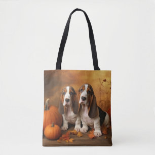 Basset Hound Welpe Herbstfreude Kürbis Tasche