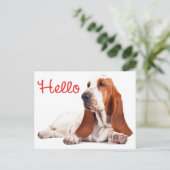 Basset Hound Welpe Hund Red Hallo Denken Sie an Si Postkarte (Stehend Vorderseite)