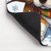 Basset Hound Welpe im Schnee mit Scarf und Zweig Mousepad (Ecke)