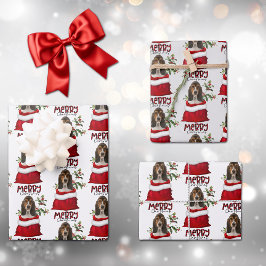 Basset Hound Welpe in Holiday Gift Bag Geschenkpapier Set