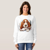 Basset Hound Welpe in Snowy Winter Szene Sweatshirt (Vorne ganz)