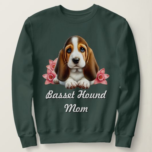 Basset Hound Welpe mit Blume Sweatshirt (Design vorne)