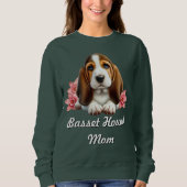 Basset Hound Welpe mit Blume Sweatshirt (Vorderseite)