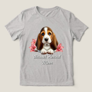 Basset Hound Welpe mit Blumen Tri-Blend Shirt