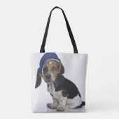 Basset Hound-Welpe mit Maske Tasche (Rückseite)