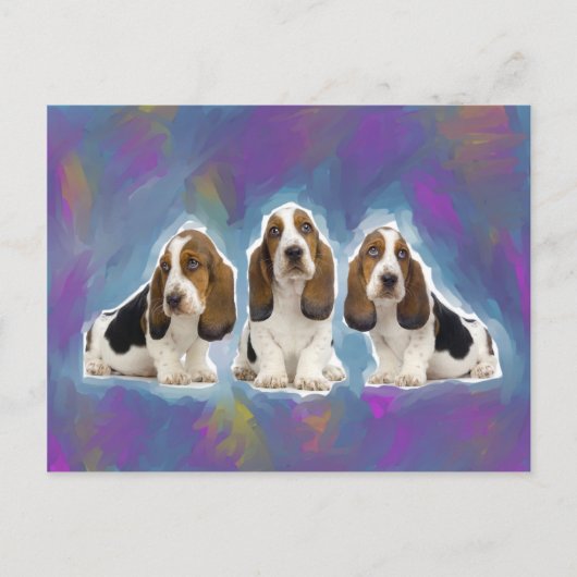 Basset Hound Welpen Postkarte (Vorderseite)