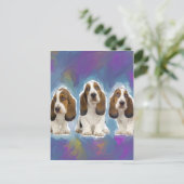 Basset Hound Welpen Postkarte (Stehend Vorderseite)