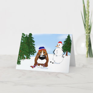 Basset Hound Winter Szene Feiertagskarte