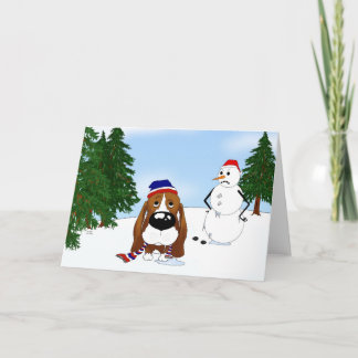 Basset Hound Winterlandschaft Feiertagskarte