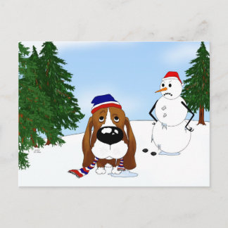 Basset Hound Winterlandschaft Postkarte