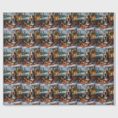 Basset Hound With Christmas Lights Holiday Geschenkpapier (Flach)