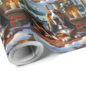 Basset Hound With Christmas Lights Holiday Geschenkpapier (Rolleneckpunkt)
