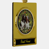Basset Hound Wreath Banner-Ornament Gold (Rechts)