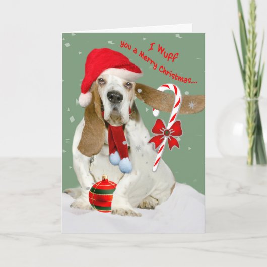 Basset Hound wünscht frohe Weihnachten (Vorderseite)