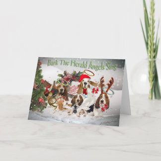 Basset Hound Xmas Bark Herald Angels Karte
