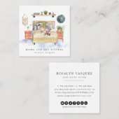 Basset Hound | Zuhause- und Haustiersitzungen Quadratische Visitenkarte (Vorne/Hinten)