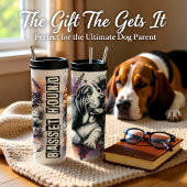 Basset Hound's Graustufen Floral Snooze Thermosbecher