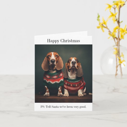 Basset Hounds Happy Christmas Card Karte (Gelbe Blume)
