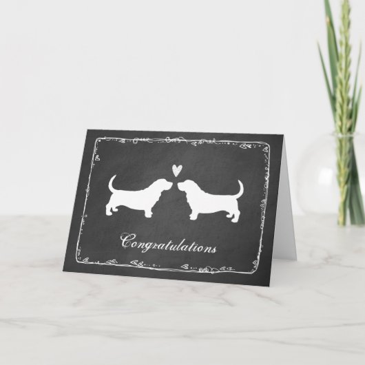 Basset Hounds Hochzeiten Herzlichen Glückwunsch Gl Karte (Vorderseite)
