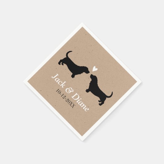 Basset Hounds Hochzeitscouple mit benutzerdefinier Serviette (Ecke)
