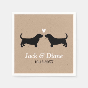 Basset Hounds Hochzeitspaar mit individuellem Text Serviette