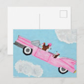 Basset Hounds in Pink Convertible Postkarte (Vorne/Hinten)