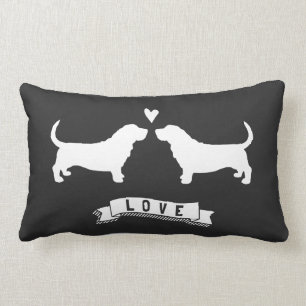 Basset Hounds Liebe - Hunde-Silhouetten mit Herz Lendenkissen