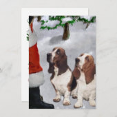 Basset Hounds Meet Santa Weihnachtskarte (Vorne/Hinten)