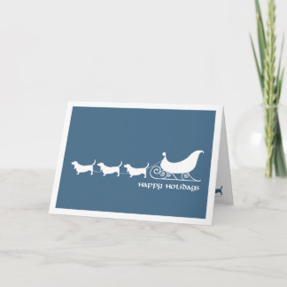 Basset Hounds Pulling Santa's Sleigh Feiertagskarte