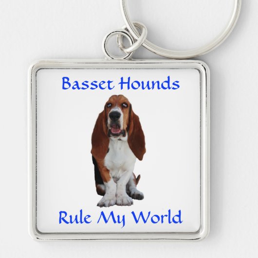 Basset Hounds Rule My World Premium Schlüsselanhän Schlüsselanhänger (Vorne)