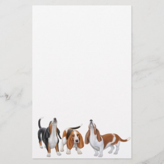 Basset Hounds Stationery Briefpapier (Vorderseite)