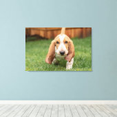 Basset Houng Welppy Walking Leinwanddruck (Insitu (Holzboden))