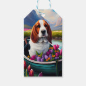 Basset Hund auf einem Paddle: Ein Landschaftliches Geschenkanhänger (Vorderseite)