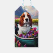 Basset Hund auf einem Paddle: Ein Landschaftliches Geschenkanhänger (Rückseite)
