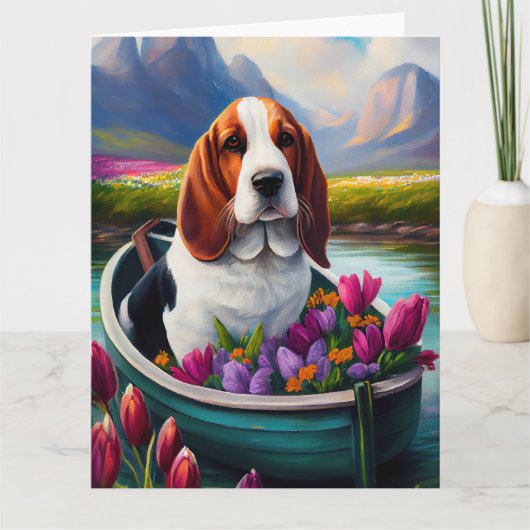 Basset Hund auf einem Paddle: Ein Landschaftliches Karte (Vorderseite)