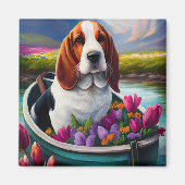 Basset Hund auf einem Paddle: Ein Landschaftliches Magnet (Vorne)